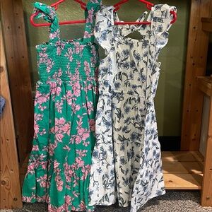 2 Crewcuts dresses - Blue Floral and green floral Kids Dress